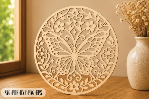 Download Floral Butterfly Mandala Laser Cut - Mandala Collection