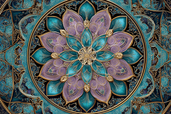 Download Luxury Teal Floral Mandala Mosaic - Mandala Collection