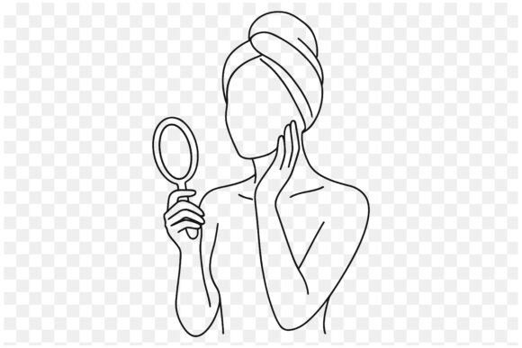 Download Faceless Woman Skincare Line Art - Skincare Collection
