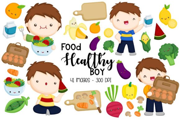 Download Kids Boy Eating Healthy Food Clipart - Healthy Collection