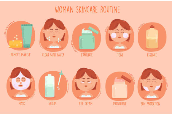 Download Women Skincare Routine Illustration - Skincare Collection