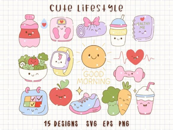 Download Cute Lifestyle SVG Healthy Morning PNG - Healthy Collection